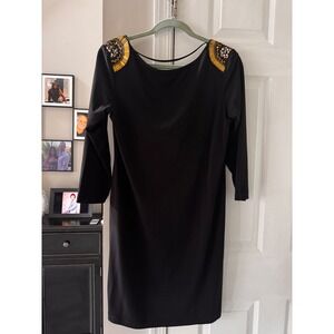 Boston Proper Muse Black Embellished Shoulder Dress‎ Size 12
